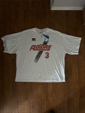 adidas White Short Sleeve Tee with Red and Black Graphic. NWT